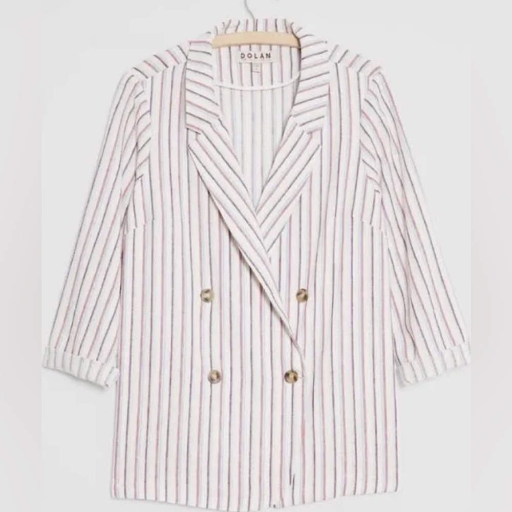 NWT Tags Dolan Anthropologie striped linen bend button blazer, size Medium 🔲